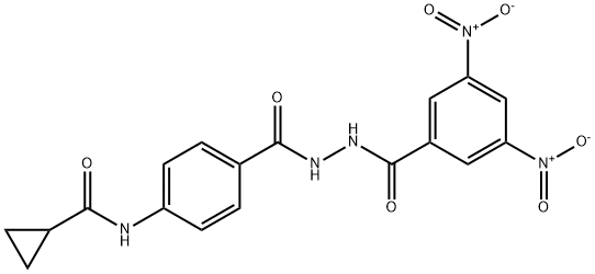 N-{4-[(2-{3,5-dinitrobenzoyl}hydrazino)carbonyl]phenyl}cyclopropanecarboxamide Struktur