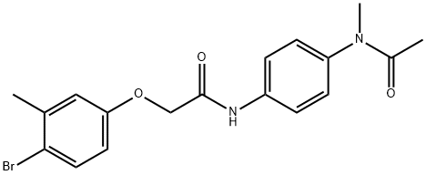 N-{4-[acetyl(methyl)amino]phenyl}-2-(4-bromo-3-methylphenoxy)acetamide Struktur