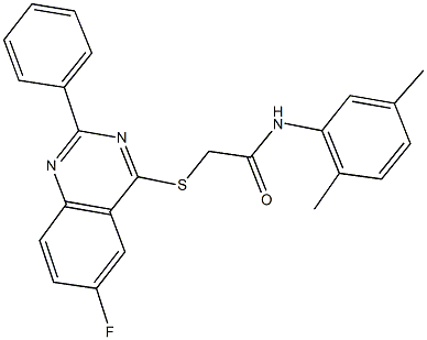 N-(2,5-dimethylphenyl)-2-[(6-fluoro-2-phenyl-4-quinazolinyl)sulfanyl]acetamide Struktur