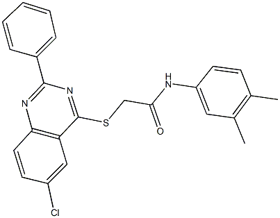 2-[(6-chloro-2-phenyl-4-quinazolinyl)sulfanyl]-N-(3,4-dimethylphenyl)acetamide Struktur