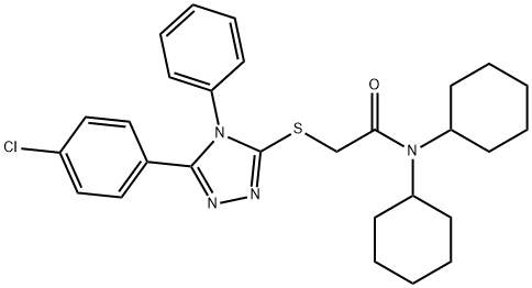 2-{[5-(4-chlorophenyl)-4-phenyl-4H-1,2,4-triazol-3-yl]sulfanyl}-N,N-dicyclohexylacetamide Struktur