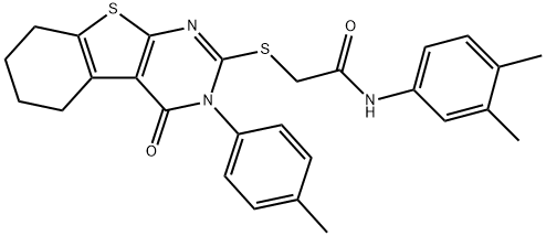 N-(3,4-dimethylphenyl)-2-{[3-(4-methylphenyl)-4-oxo-3,4,5,6,7,8-hexahydro[1]benzothieno[2,3-d]pyrimidin-2-yl]sulfanyl}acetamide Struktur