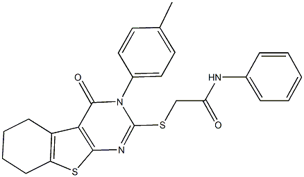 2-{[3-(4-methylphenyl)-4-oxo-3,4,5,6,7,8-hexahydro[1]benzothieno[2,3-d]pyrimidin-2-yl]sulfanyl}-N-phenylacetamide Struktur