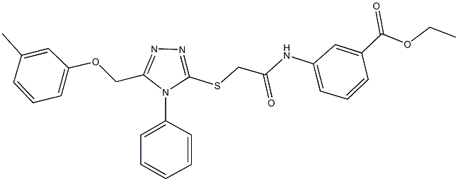 ethyl 3-{[({5-[(3-methylphenoxy)methyl]-4-phenyl-4H-1,2,4-triazol-3-yl}sulfanyl)acetyl]amino}benzoate Struktur