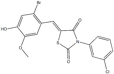 5-(2-bromo-4-hydroxy-5-methoxybenzylidene)-3-(3-chlorophenyl)-1,3-thiazolidine-2,4-dione Struktur