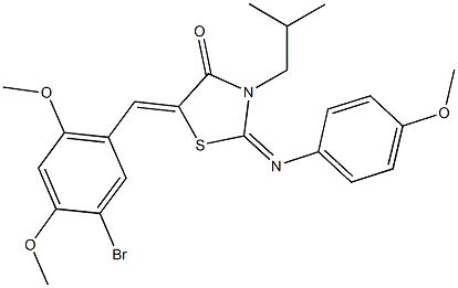 5-(5-bromo-2,4-dimethoxybenzylidene)-3-isobutyl-2-[(4-methoxyphenyl)imino]-1,3-thiazolidin-4-one Struktur