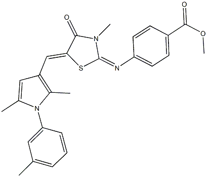 methyl 4-[(5-{[2,5-dimethyl-1-(3-methylphenyl)-1H-pyrrol-3-yl]methylene}-3-methyl-4-oxo-1,3-thiazolidin-2-ylidene)amino]benzoate Struktur