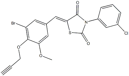 5-[3-bromo-5-methoxy-4-(2-propynyloxy)benzylidene]-3-(3-chlorophenyl)-1,3-thiazolidine-2,4-dione Struktur