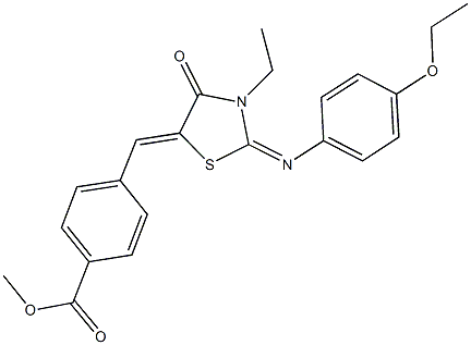 methyl 4-({2-[(4-ethoxyphenyl)imino]-3-ethyl-4-oxo-1,3-thiazolidin-5-ylidene}methyl)benzoate Struktur