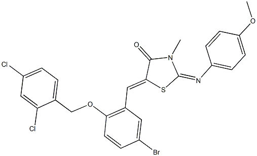 5-{5-bromo-2-[(2,4-dichlorobenzyl)oxy]benzylidene}-2-[(4-methoxyphenyl)imino]-3-methyl-1,3-thiazolidin-4-one Struktur