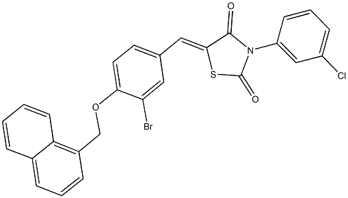 5-[3-bromo-4-(1-naphthylmethoxy)benzylidene]-3-(3-chlorophenyl)-1,3-thiazolidine-2,4-dione Struktur