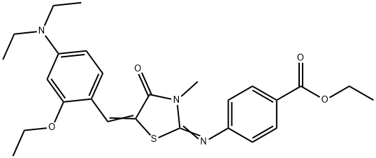 ethyl 4-({5-[4-(diethylamino)-2-ethoxybenzylidene]-3-methyl-4-oxo-1,3-thiazolidin-2-ylidene}amino)benzoate Struktur