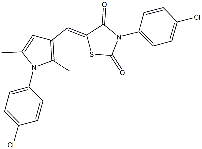 3-(4-chlorophenyl)-5-{[1-(4-chlorophenyl)-2,5-dimethyl-1H-pyrrol-3-yl]methylene}-1,3-thiazolidine-2,4-dione Struktur