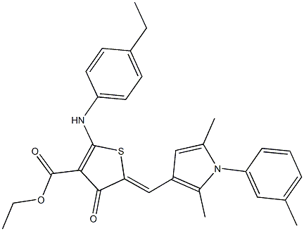 ethyl 5-{[2,5-dimethyl-1-(3-methylphenyl)-1H-pyrrol-3-yl]methylene}-2-(4-ethylanilino)-4-oxo-4,5-dihydro-3-thiophenecarboxylate Struktur