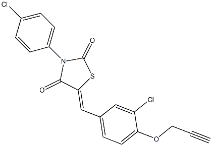 3-(4-chlorophenyl)-5-[3-chloro-4-(2-propynyloxy)benzylidene]-1,3-thiazolidine-2,4-dione Struktur