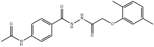 N-[4-({2-[(2,5-dimethylphenoxy)acetyl]hydrazino}carbonyl)phenyl]acetamide Struktur