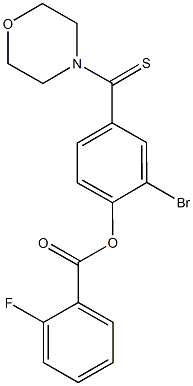 2-bromo-4-(4-morpholinylcarbothioyl)phenyl 2-fluorobenzoate Struktur