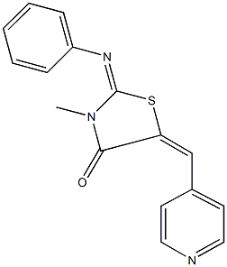 3-methyl-2-(phenylimino)-5-(4-pyridinylmethylene)-1,3-thiazolidin-4-one Struktur