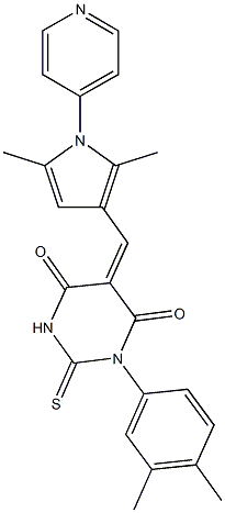 1-(3,4-dimethylphenyl)-5-{[2,5-dimethyl-1-(4-pyridinyl)-1H-pyrrol-3-yl]methylene}-2-thioxodihydro-4,6(1H,5H)-pyrimidinedione Struktur