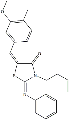 3-butyl-5-(3-methoxy-4-methylbenzylidene)-2-(phenylimino)-1,3-thiazolidin-4-one Struktur