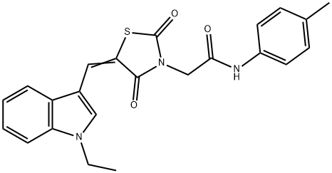 2-{5-[(1-ethyl-1H-indol-3-yl)methylene]-2,4-dioxo-1,3-thiazolidin-3-yl}-N-(4-methylphenyl)acetamide Struktur