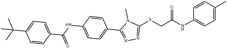 4-tert-butyl-N-[4-(4-methyl-5-{[2-oxo-2-(4-toluidino)ethyl]sulfanyl}-4H-1,2,4-triazol-3-yl)phenyl]benzamide Struktur