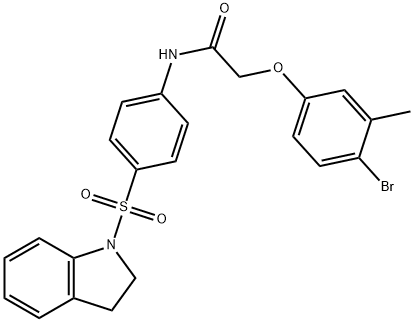 2-(4-bromo-3-methylphenoxy)-N-[4-(2,3-dihydro-1H-indol-1-ylsulfonyl)phenyl]acetamide Struktur