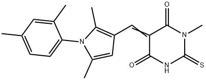 5-{[1-(2,4-dimethylphenyl)-2,5-dimethyl-1H-pyrrol-3-yl]methylene}-1-methyl-2-thioxodihydro-4,6(1H,5H)-pyrimidinedione Struktur