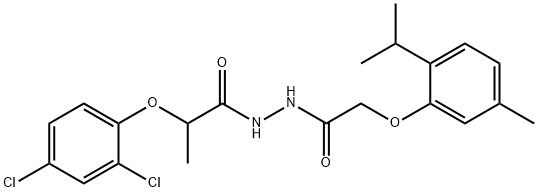 2-(2,4-dichlorophenoxy)-N'-[(2-isopropyl-5-methylphenoxy)acetyl]propanohydrazide Struktur