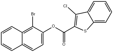 1-bromo-2-naphthyl 3-chloro-1-benzothiophene-2-carboxylate Struktur