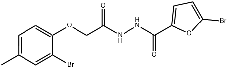 5-bromo-N'-[(2-bromo-4-methylphenoxy)acetyl]-2-furohydrazide Struktur