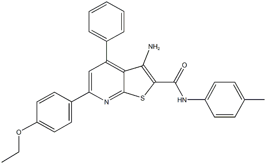 3-amino-6-(4-ethoxyphenyl)-N-(4-methylphenyl)-4-phenylthieno[2,3-b]pyridine-2-carboxamide Struktur