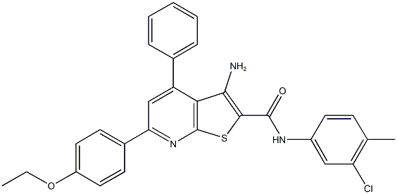 3-amino-N-(3-chloro-4-methylphenyl)-6-(4-ethoxyphenyl)-4-phenylthieno[2,3-b]pyridine-2-carboxamide Struktur