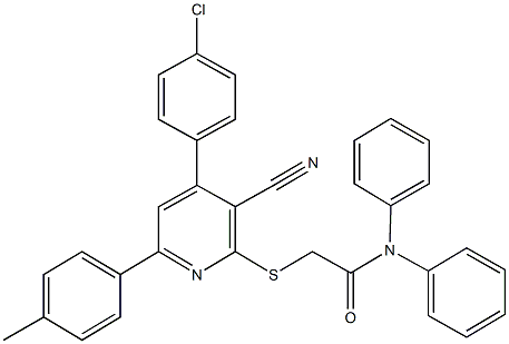 2-{[4-(4-chlorophenyl)-3-cyano-6-(4-methylphenyl)-2-pyridinyl]sulfanyl}-N,N-diphenylacetamide Struktur