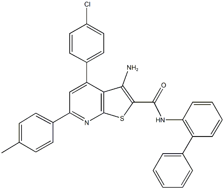 3-amino-N-[1,1'-biphenyl]-2-yl-4-(4-chlorophenyl)-6-(4-methylphenyl)thieno[2,3-b]pyridine-2-carboxamide Struktur