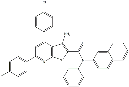 3-amino-4-(4-chlorophenyl)-6-(4-methylphenyl)-N-(2-naphthyl)-N-phenylthieno[2,3-b]pyridine-2-carboxamide Struktur