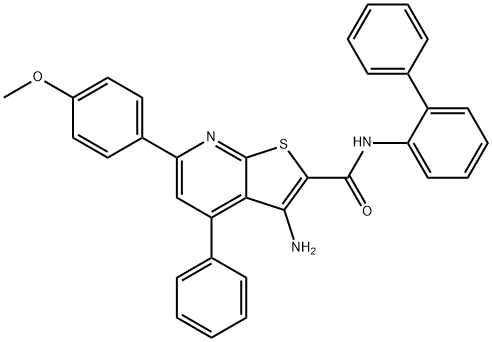 3-amino-N-[1,1'-biphenyl]-2-yl-6-(4-methoxyphenyl)-4-phenylthieno[2,3-b]pyridine-2-carboxamide Struktur