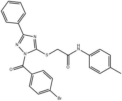 2-{[1-(4-bromobenzoyl)-3-phenyl-1H-1,2,4-triazol-5-yl]sulfanyl}-N-(4-methylphenyl)acetamide Struktur