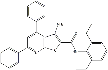 3-amino-N-(2,6-diethylphenyl)-4,6-diphenylthieno[2,3-b]pyridine-2-carboxamide Struktur