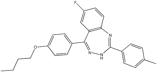 butyl 4-[7-fluoro-2-(4-methylphenyl)-3H-1,3,4-benzotriazepin-5-yl]phenyl ether Struktur