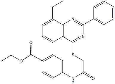 ethyl 4-({[(8-ethyl-2-phenyl-4-quinazolinyl)sulfanyl]acetyl}amino)benzoate Struktur