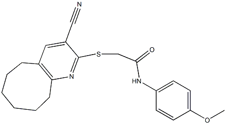 2-[(3-cyano-5,6,7,8,9,10-hexahydrocycloocta[b]pyridin-2-yl)sulfanyl]-N-(4-methoxyphenyl)acetamide Struktur