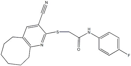 2-[(3-cyano-5,6,7,8,9,10-hexahydrocycloocta[b]pyridin-2-yl)sulfanyl]-N-(4-fluorophenyl)acetamide Struktur