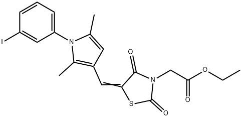 ethyl (5-{[1-(3-iodophenyl)-2,5-dimethyl-1H-pyrrol-3-yl]methylene}-2,4-dioxo-1,3-thiazolidin-3-yl)acetate Struktur