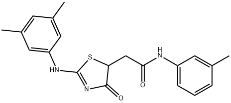 2-{2-[(3,5-dimethylphenyl)imino]-4-oxo-1,3-thiazolidin-5-yl}-N-(3-methylphenyl)acetamide Struktur