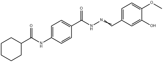 N-(4-{[2-(3-hydroxy-4-methoxybenzylidene)hydrazino]carbonyl}phenyl)cyclohexanecarboxamide Struktur