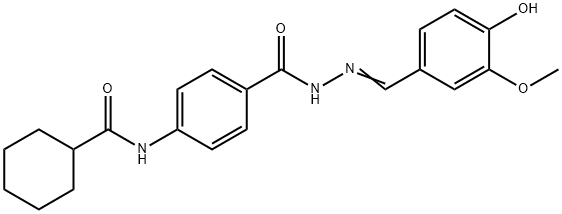 N-(4-{[2-(4-hydroxy-3-methoxybenzylidene)hydrazino]carbonyl}phenyl)cyclohexanecarboxamide Struktur