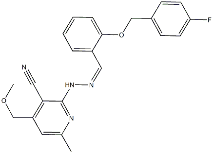 2-(2-{2-[(4-fluorobenzyl)oxy]benzylidene}hydrazino)-4-(methoxymethyl)-6-methylnicotinonitrile Struktur