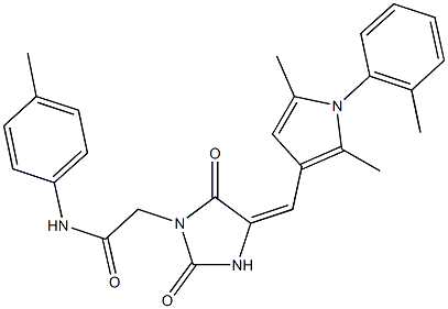 2-(4-{[2,5-dimethyl-1-(2-methylphenyl)-1H-pyrrol-3-yl]methylene}-2,5-dioxo-1-imidazolidinyl)-N-(4-methylphenyl)acetamide Struktur