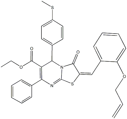 ethyl 2-[2-(allyloxy)benzylidene]-5-[4-(methylsulfanyl)phenyl]-3-oxo-7-phenyl-2,3-dihydro-5H-[1,3]thiazolo[3,2-a]pyrimidine-6-carboxylate Struktur